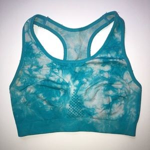 blue tie dye sports bra